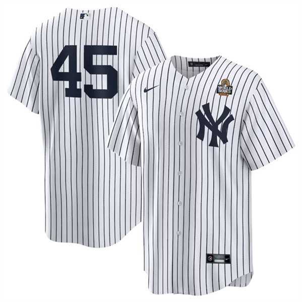 Mens New York Yankees #45 Gerrit Cole White 2024 World Series Cool Base Stitched Jersey Dzhi->new york yankees->MLB Jersey